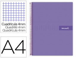 Cuaderno espiral Liderpapel Crafty A4 tapa extradura 80h 90g c/4mm. color violeta